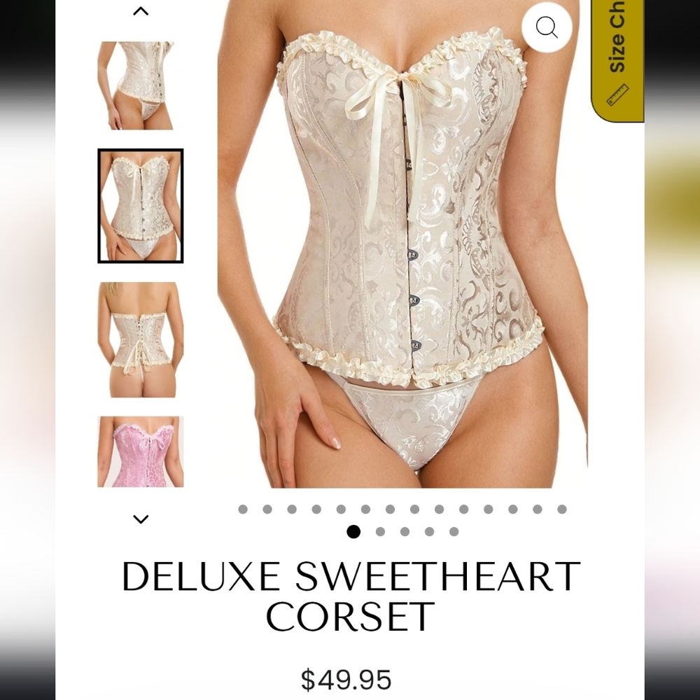 🚨 NIP Deluxe Sweetheart Cream Corset Set